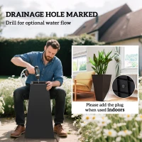 Outsunny 28ft Tall Plastic Planters, Set of 3, Flower Pot, anti-crack, fade-resistant, square shape with a matte surface, Outdoor & Indoor, for lawns, patios, yards, Brown(m-5)