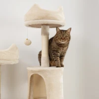 PawHut 81" Large Cat Tree w/ Scratching Posts, Condos, Beds, Hammocks, Jumping Platforms, Toy Balls, Rope Cat Toy, Beige(m-10)