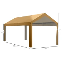 Outsunny 10 x 20ft Carport Roof, UV Resistant Canopy Replacement, Fits 84C-378V00 and 84C-206 Series, Beige(m-3)
