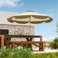 Outsunny 9FT Patio Umbrella, UPF 50+ Outdoor Market Umbrella with 8 Ribs, Vented Outdoor Table Umbrella for Deck, Backyard and Lawn, Cream White(m-2)