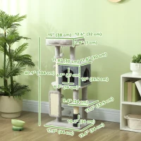 PawHut 41 Inch Cat Tree with Scratching Posts, Cat Bed, Condo, Grooming Brush, Jumping Platforms, Toy Balls, Anti-tip Kit(m-3)