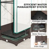 Outsunny Garden Bed with Trellis, Outdoor Plant Box with PE Cover, Drainage Holes and Zipper Door, 15.7" x 15.7" x 48.8", Brown(m-7)