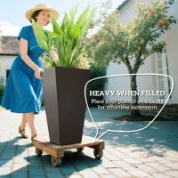 Outsunny 28ft Tall Plastic Planters, Set of 3, Flower Pot, anti-crack, fade-resistant, square shape with a matte surface, Outdoor & Indoor, for lawns, patios, yards, Brown(m-4)