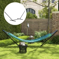Outsunny 11.8'L Hammock Stand Extra Long Heavy Duty Straight Pole Day Bed Swing Metal Frame Simple Set Up Garden Outdoor Camping Picnic Use Black(m-8)