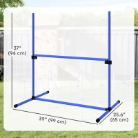 PawHut Set of 6 Dog Agility Training Equipment Adjustable Jump Bar Pet Exercise Kit with Carrying Bag (Blue)(m-3)