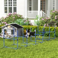 PawHut Set of 6 Dog Agility Training Equipment Adjustable Jump Bar Pet Exercise Kit with Carrying Bag (Blue)(m-1)