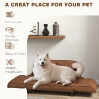 PawHut Pet Sofa Dog Bed Couch, Foldable Cat Lounger PU Leather Cover for Medium & Large Sized Animals, 39" x 21.75" x 17.75", Expandable to 52" x 30.25" x 7", Brown(m-4)