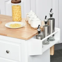 HOMCOM Rolling Kitchen Island with Drop Leaf, Kitchen Cart with Cabinet, 3 Drawers, Wood Top, White(m-9)