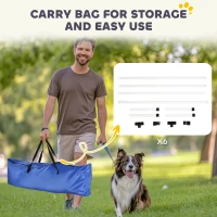 PawHut 6 Piece Dog Agility Set with Adjustable Height Jump Bars, Carry Bag, Displacing Top Bar, White(m-6)