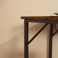 HOMCOM 70" Bar Table with Charging Station, Industrial Rectangular Bar Height Pub Table with Steel Frame, Rustic Brown(m-9)