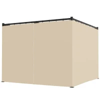 Outsunny 10' x 10' Retractable Pergola, Garden Gazebo Shelter with Curtains, for Grill, Patio, Deck, Beige(m-2)