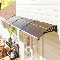 Outsunny Awning Door Canopy, 119.3" x 37.8" Polycarbonate Front Door Outdoor Patio Cover for UV Protection, Brown(m-1)
