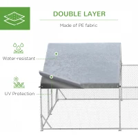 PawHut Large Metal Chicken Coop, Hen Run House with Anti-Ultraviolet Cover, Walk-in Poultry Cage for Ducks, Rabbits, Outdoor Backyard Farm, 13.1' x 9.8' x 6.4'(m-5)