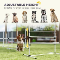 PawHut 6 Piece Dog Agility Set with Adjustable Height Jump Bars, Carry Bag, Displacing Top Bar, White(m-4)