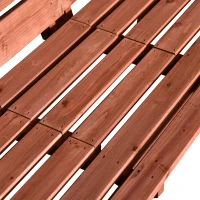 Outsunny 3-Seater Outdoor Bench with Convertible Middle Table, Garden Wooden Patio Loveseat with Middle Table for 2 Persons w/ Slatted Seat and Backrest, Armrests, Orange(m-10)