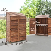 Outsunny Outdoor Storage Cabinet, Wooden Garden Storage Shed with Double Doors and Shelves for Garden Porch Deck, Mixed-Brown(m-3)