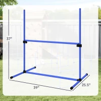 PawHut 6 Piece Dog Agility Set with Adjustable Height Jump Bars, Carry Bag, Displacing Top Bar, Blue(m-3)