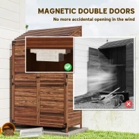 Outsunny Outdoor Storage Cabinet, Wooden Garden Storage Shed with Double Doors and Shelves for Garden Porch Deck, Mixed-Brown(m-9)