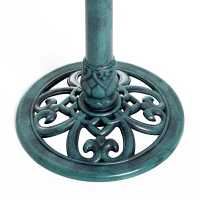 Outsunny 27'' Bird Bath Outdoor Resin Decor with Fleur De Lis Pattern, Time-Worn Finish(m-10)