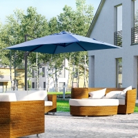 Outsunny 10x10ft Cantilever Umbrella Rotatable Square Top Market Parasol with 4 Adjustable Angle for Backyard Patio Outdoor Area, Blue