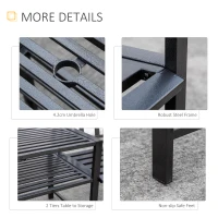 Outsunny Steel Garden Bench w/ Middle Table, Umbrella Hole, Double Seat for Outdoor, Patio, Backyard  Weather-Resistant Frame, Black(m-5)