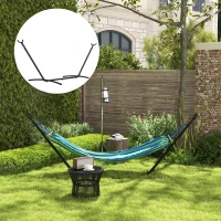 Outsunny 9.2'L Adjustable Hammock Stand Only, Heavy Duty Universal Garden Outdoor Camping Picnic Sun Bed Swing Metal Frame w/ Six Holes to Adjust, Black(m-8)