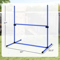 PawHut 8 Piece Dog Agility Set with Adjustable Height Jump Bars, Carry Bag, Displacing Top Bar, Blue(m-3)