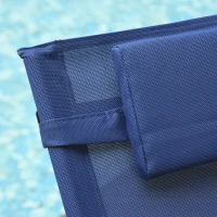 Outsunny Patio Rocking Chair with Mesh Fabric, Outdoor Rocking Sling Sun Lounger with Removable Headrest and Side Pocket for Garden, Deck, Lawn, Blue(m-10)