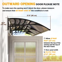 Outsunny Awning Door Canopy, 119.3" x 37.8" Polycarbonate Front Door Outdoor Patio Cover for UV Protection, Brown(m-7)