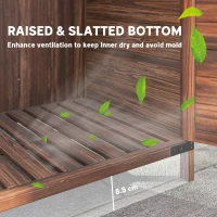 Outsunny Outdoor Storage Cabinet, Wooden Garden Storage Shed with Double Doors and Shelves for Garden Porch Deck, Mixed-Brown(m-6)