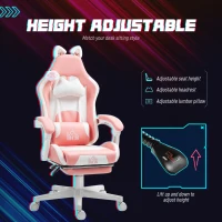 HOMCOM Cute Racing Gamer Chair, Faux Leather Gaming Chair with Footrest, Headrest and Lumbar Support, Pink(m-5)