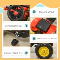 Aosom 3 in 1 Kids Ride On Excavator Toy with 6 Wheels, Bulldozer with Controllable Cargo Trailer & Easy Pedal Controls(m-4)