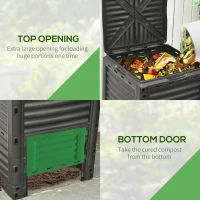 Outsunny Outdoor Compost Bin Garden Container, Fast Creation of Fertile Soil Aerating Compost Box, 80 Gallon, Green(m-4)