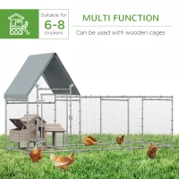 PawHut Walk In Chicken Run, Large Galvanized Chicken Coop, Hen Poultry House Cage, Rabbit Hutch Metal Enclosure with Water-Resist Cover for Outdoor Backyard Farm, 119" x 42" x 68"(m-5)