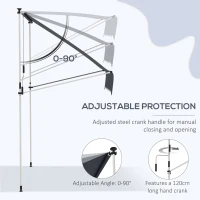 Outsunny 6.6'x5' Manual Retractable Patio Awning Sun Shelter Window Door Deck Canopy, Water Resistant UV Protector, Black(m-6)