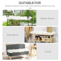 Outsunny Set of 2 Patio Bench Replacement Cushions, 2 Seater Outdoor Loveseat Cushion Seat Pad, 43" x 19" x 3", Cream White(m-6)