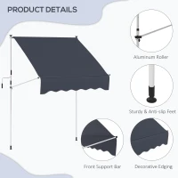 Outsunny 6.6'x5' Manual Retractable Patio Awning Sun Shelter Window Door Deck Canopy, Water Resistant UV Protector, Black(m-7)