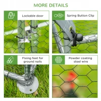 PawHut Walk In Chicken Run, Large Galvanized Chicken Coop, Hen Poultry House Cage, Rabbit Hutch Metal Enclosure with Water-Resist Cover for Outdoor Backyard Farm, 119" x 42" x 68"(m-7)