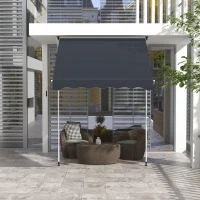 Outsunny 6.6'x5' Manual Retractable Patio Awning Sun Shelter Window Door Deck Canopy, Water Resistant UV Protector, Black(m-9)