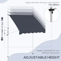 Outsunny 6.6'x5' Manual Retractable Patio Awning Sun Shelter Window Door Deck Canopy, Water Resistant UV Protector, Black(m-4)