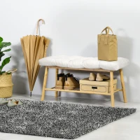 Outsunny Set of 2 Patio Bench Replacement Cushions, 2 Seater Outdoor Loveseat Cushion Seat Pad, 43" x 19" x 3", Cream White(m-7)