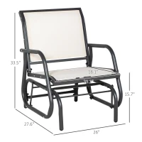 Outsunny Outdoor Glider Chair, Steel Swing Chai with Curved Armrests for Porch, Garden, Poolside, Balcony, Cream White(m-3)