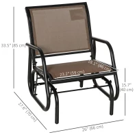 Outsunny Patio Glider with Breathable Mesh Fabric Seat & Backrest, Metal Frame Outdoor Glider Swing Chair with Armrests, Brown(m-3)