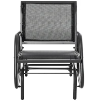 Outsunny Outdoor Glider Chair, Steel Swing Chai with Curved Armrests for Porch, Garden, Poolside, Balcony, Black(m-1)