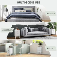 HOMCOM Set of Two Three-Drawer Modern Bedside Tables for Bedroom, White(m-6)
