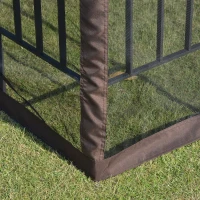 Outsunny 10'x10' Soft-top Patio Gazebo with Double Tier Roof, Mesh Curtains, Display Shelves, Top Hooks, Coffee(m-12)