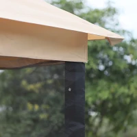 Outsunny 3 Person Outdoor Patio Daybed 3 in 1 Canopy Gazebo Swing Chair Garden Hammock with Mesh Mosquito Net and Sun Shade, Beige(m-12)