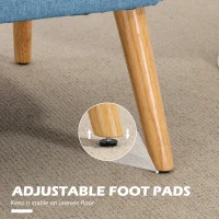 HOMCOM Modern 2 Seat Sofa for Bedroom, Upholstered Two Seater Couch with Rubber Wood Legs, Blue(m-7)