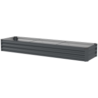 Outsunny 8x2x1ft Galvanized Raised Garden Bed Kit with Safety Edging for Flowers, Herbs and Vegetables, Dark Gray