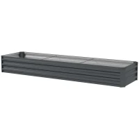 Outsunny 8x2x1ft Galvanized Raised Garden Bed Kit with Safety Edging for Flowers, Herbs and Vegetables, Dark Gray(m-1)
